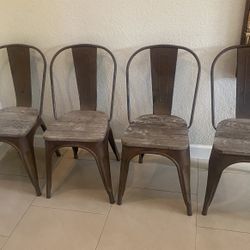 Stackable Metal Side Dining Chairs (4)