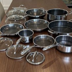 HexClad 6 Piece Hybrid Nonstick Pot Set, 2, 3, and 8 Quart Pots with Glass  Lids, Dishwasher and Oven Safe, Works on Induction and Gas Cooktops
