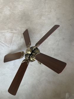 Brown and Brass Ceiling Fan