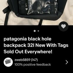 Patagonia Uomo Black Hole 32 Liter Water Bag Water Resistant Backpack