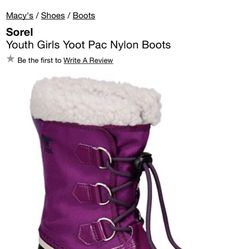 Girls size 1 Sorel snow boots