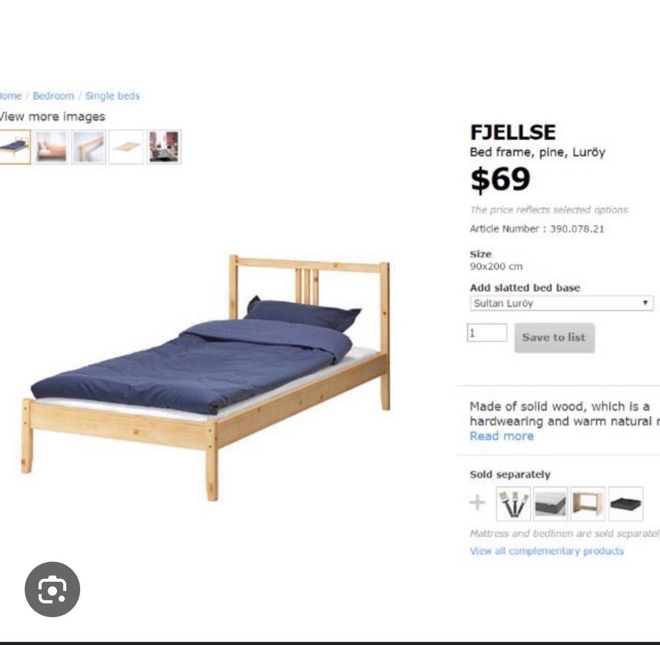 Twin Bed Frame (with Slats)