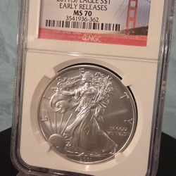Silver 2011 $1 Eagle Coin Early Release San Francisco Mint MS70
