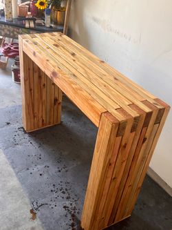 Solid cedar wood entry way table