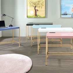 WRITING DESK HIGH GLOSS FINISH AVAILABLE WHITE , BLACK, PINK, BABY BLUE AND NAVY BLUE $169 (ac) 