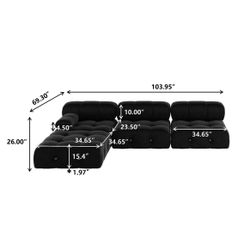 Cylar 104" Wide Velvet Reversible Modular L Shaped Sectional Sofa & Chaise with Ottoman