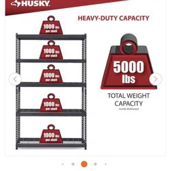 Heavy-Duty Husky 5-Tier Steel Shelving Unit – 5000 lb Capacity 💪