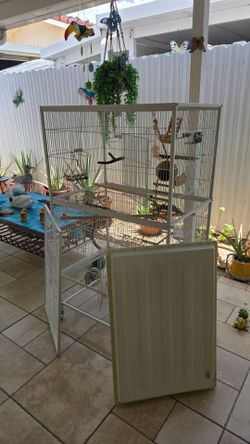 Jaula Blanca De Hierro Para Aves En Exelentes Condiciones Nueva