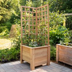 Premium L-Shaped Trellis Planter Box – Solid Cedar & Fir (Handcrafted)