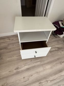 White Nightstand 22.5” Wide x 16” Deep x 24.5” Tall