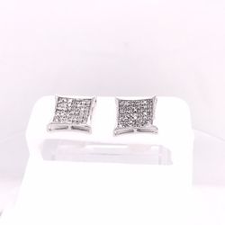 Earrings Diamond White Gold 10K New