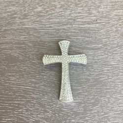 New Silver Toned Clear Rhinestone Cross Brooch $5