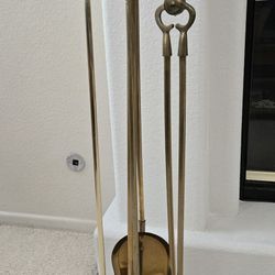 Vintage Brass Fireplace Tool Set