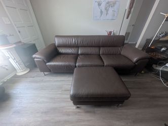 Brown Leather 3 seater couch