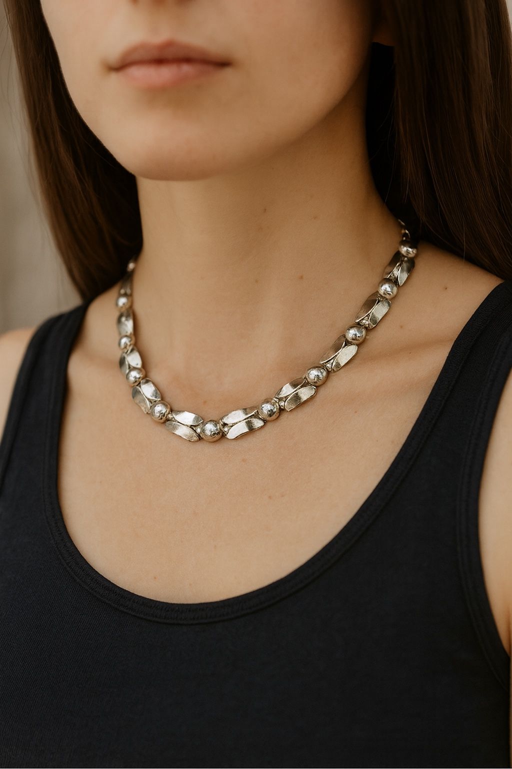 ⚜️ Vintage Napier Sterling Silver Modernist Link Necklace 1940’s 1950’s