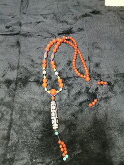 Necklace,dzi,nanhong