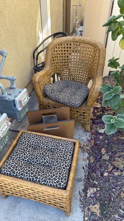 Chairs, ottoman, magazine rack wood
