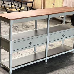 New 3-Tiers Open Storage Shelf 2 Drawers Console Table