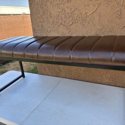 Faux Leather Brown Bench