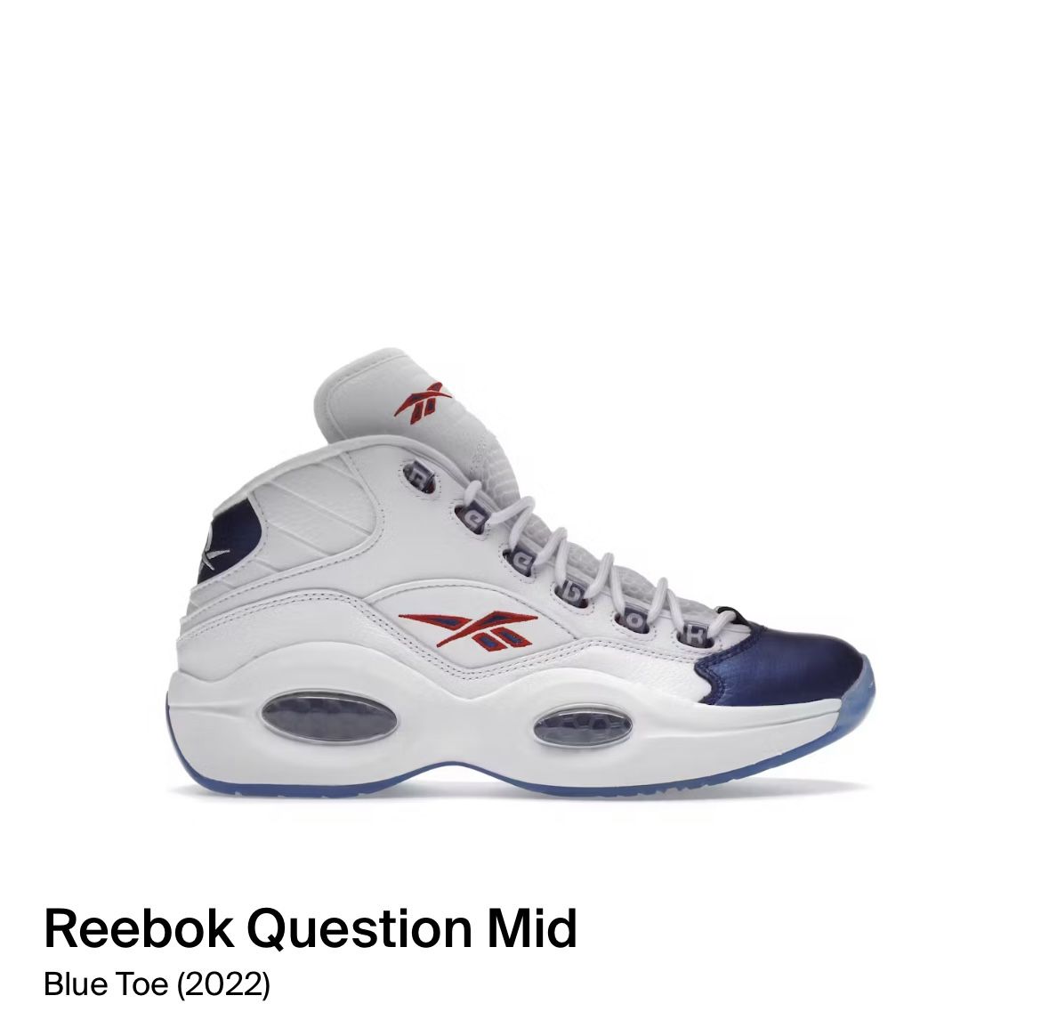 Reebok Question Mid Blue Toe (2022) Size 13 Brand New