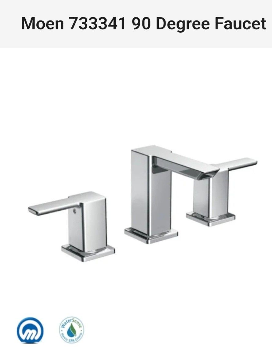 Moen 90 Degree Chrome Two Handle Widespread Bathroom Faucet, Valve Sold Separately, TS6720