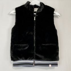 Sovereign Code Girls Hermine Sleeveless Faux Fur Zip Up Vest Black Size 10