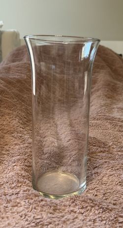 Clear Glass Flower Vase – Tall Flared Cylinder Design