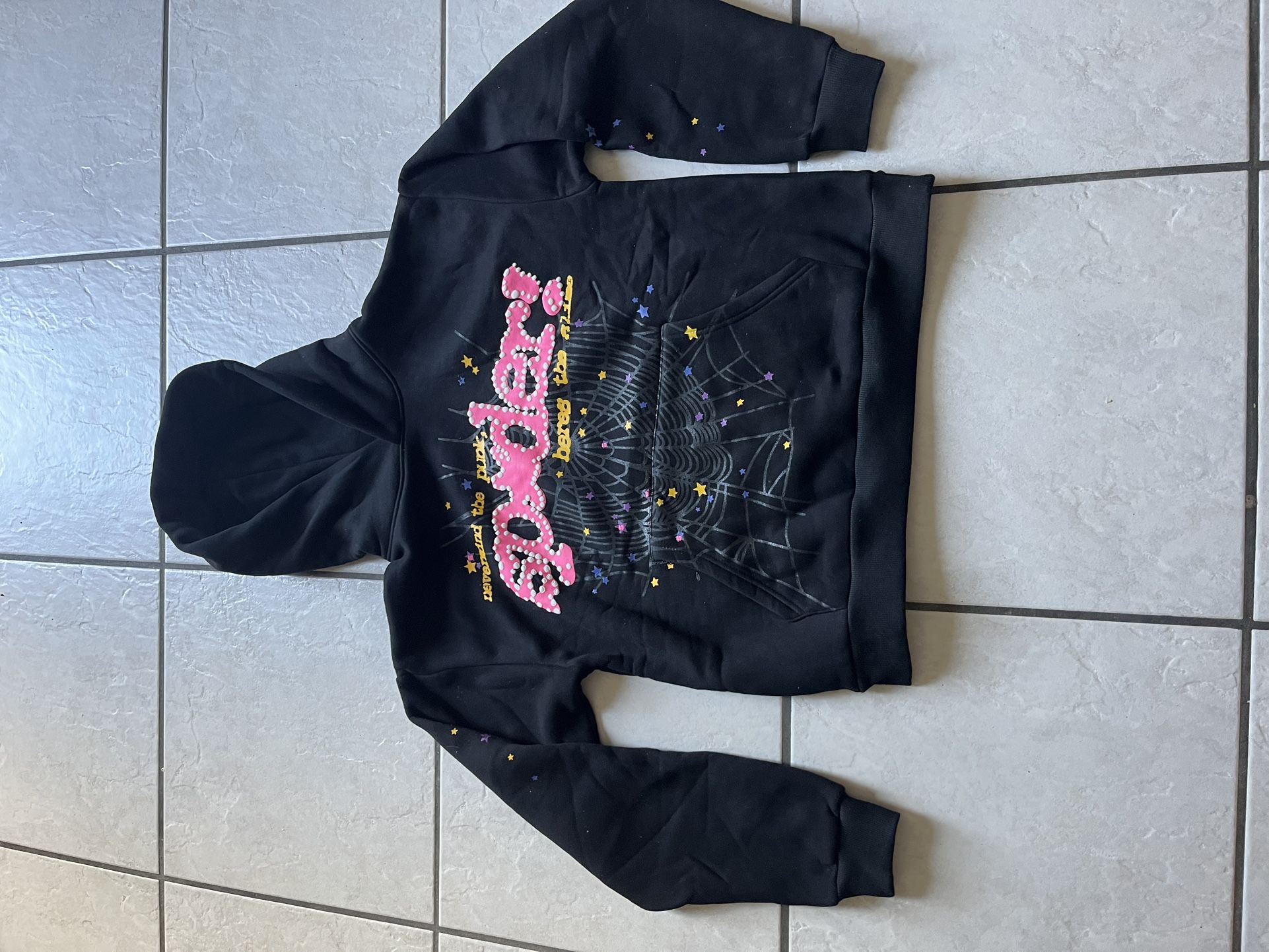 Sp5der Hoodie Pink V2 Black Hoodie