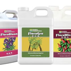  2.5 Gallon Flora  Trio Grow, Bloom, Micro