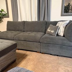 Sectional 6- Piece Dark Gray With Storage Ottoman