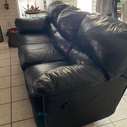 Black Leather Sofa And Love Seat