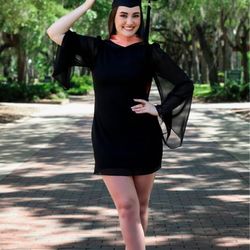 Black Mini Shift Dress Sz 4/6