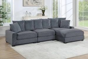 174. 4 PC MODULAR SECTIONAL. GREY CORDUROY