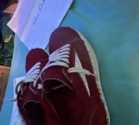 Red and white fury rick Owen vans