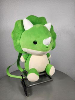 12" Fukuya Dinosaur Backpack Green Triceratops Plush