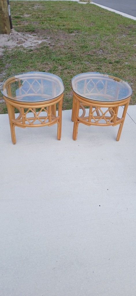 Boho Natural Rattan End Tables