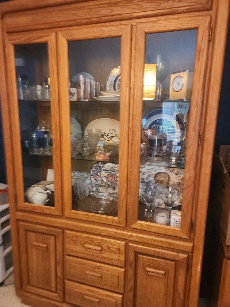 Solid Oak China Cabinet