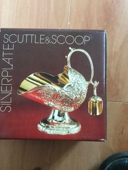 Silver plate scuttle & scoop