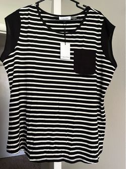 Calvin Klein top black and white stripes size 0X