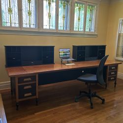 Farmhouse Style Custom Desk with 2 Pottery Barn Hutches