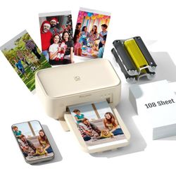 4x6 Photo Printer with 108 Sheets & 2 Cartridges - Dye Sublimation Wireless Portable Photo Printer for iPhone & Android