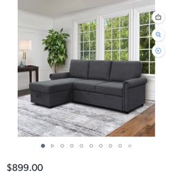 Abbyson Home Hamilton Storage Sofa Reversible Sectional Charcoal Gray