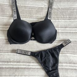 Victoria’s Secret black rhinestone bra and panty set