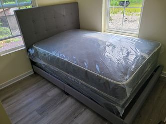 New in box gray color full bed with mattress boxspring special