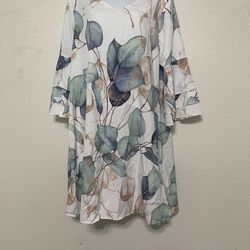 White Floral Print Tunic Dress (Size: L)