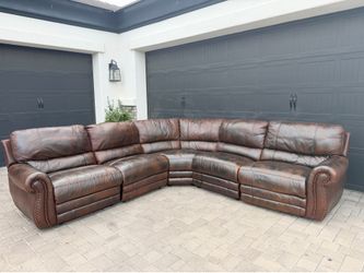 Brown Leather Sectional