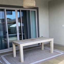 Solid Acacia 75” Wood Table And 2 Matching Benches