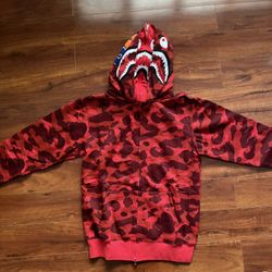 Red And Black Camo Bape Hoodie