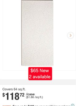 ✨️ USG Ceilings 2 ft. x 4 ft. Radar White Square Edge Lay-In Ceiling Tile, case of 8 (64 sq. ft #2410
