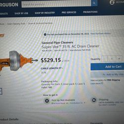 New General pipe cleaner super -vee 35 FT AC drain cleaner still in box never used or open box for take pictures